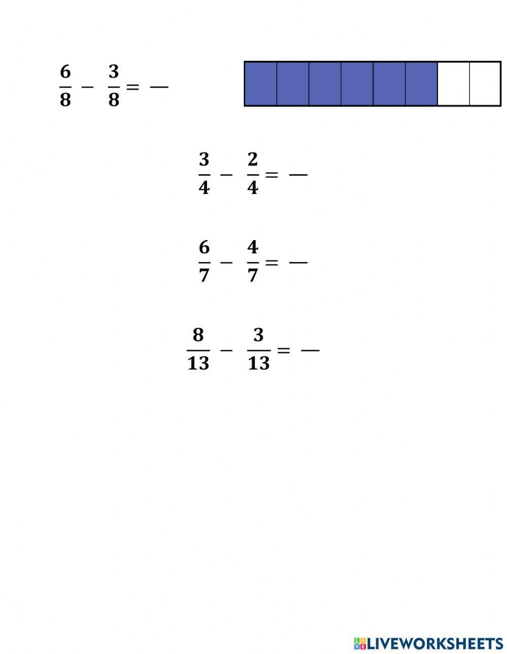 Subtract like fractions