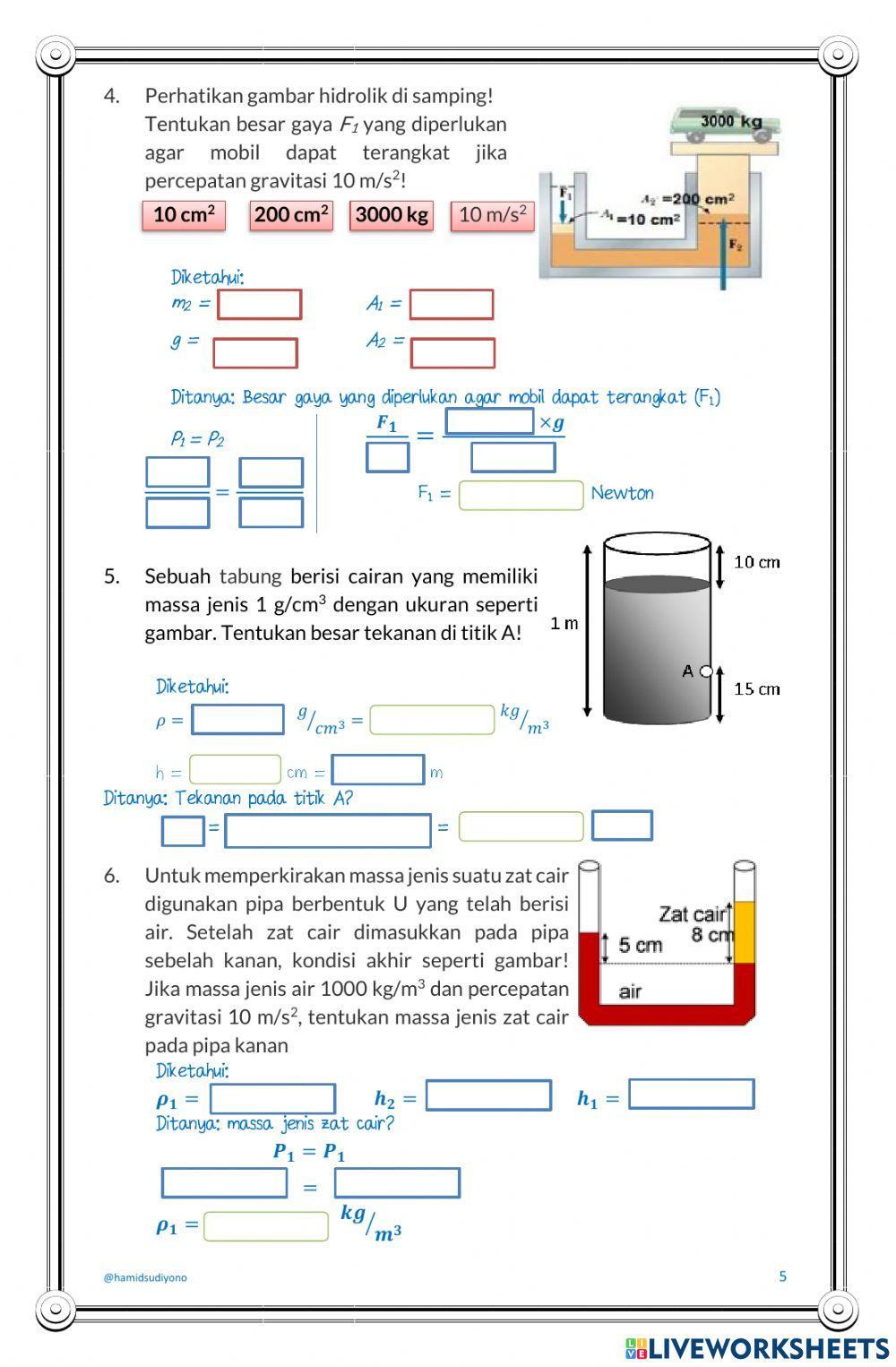 Tekanan pada zat padar, cair dan gas