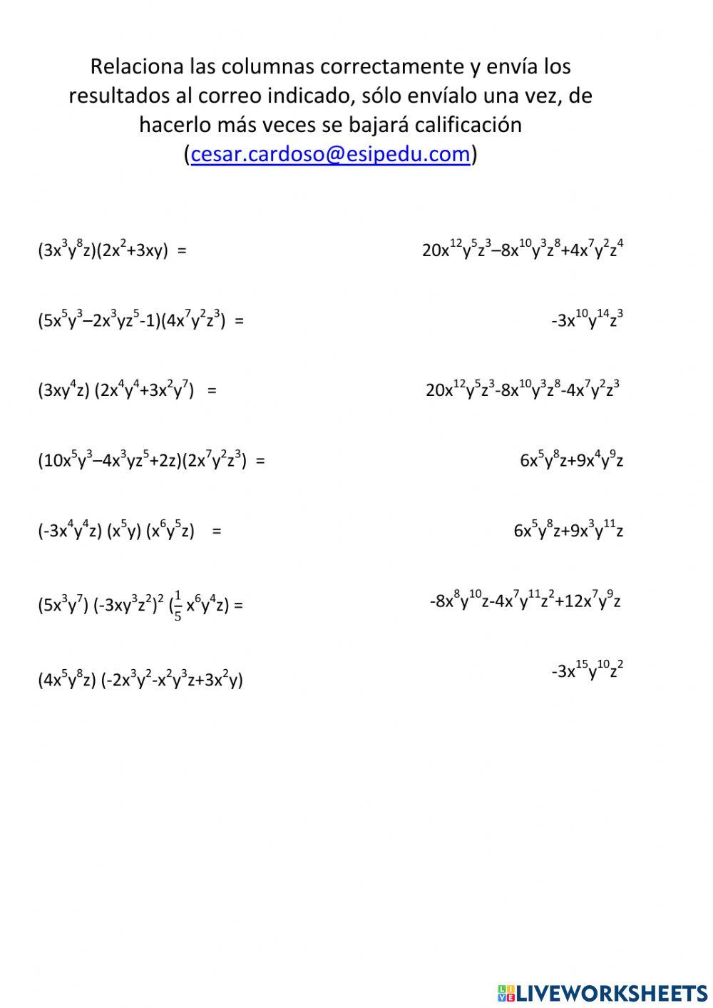 Multiplicación monom por polin sem 24
