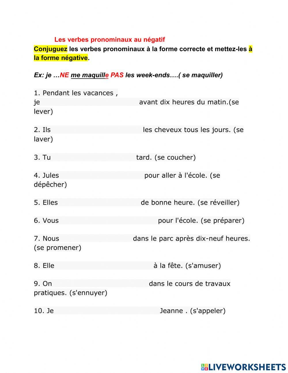 Les Verbes Pronominaux Exercise Images les-verbes-pronominaux-exercise-images
