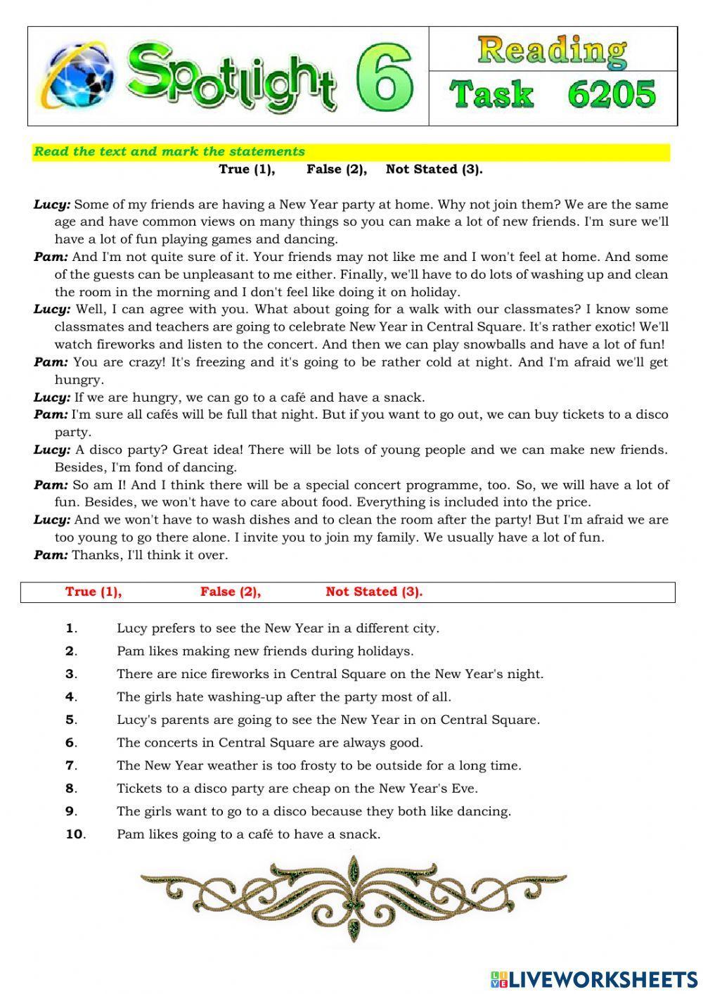 Spotlight 6 Task 6205