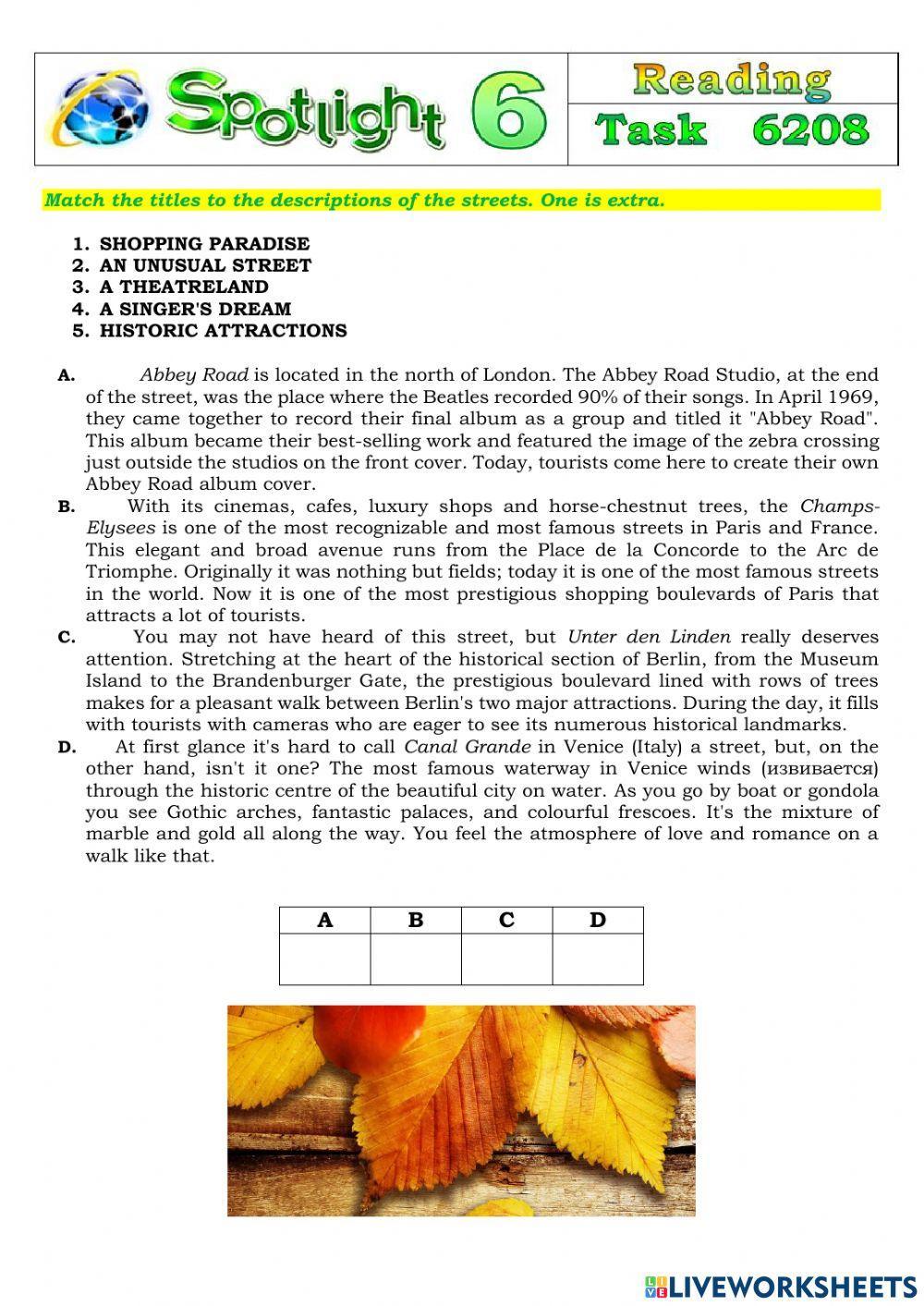 Spotlight 6 Task 6208