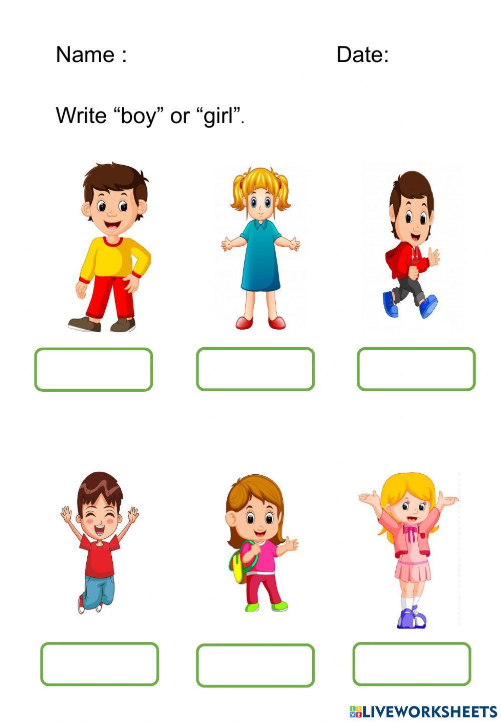 Gender online exercise Live Worksheets