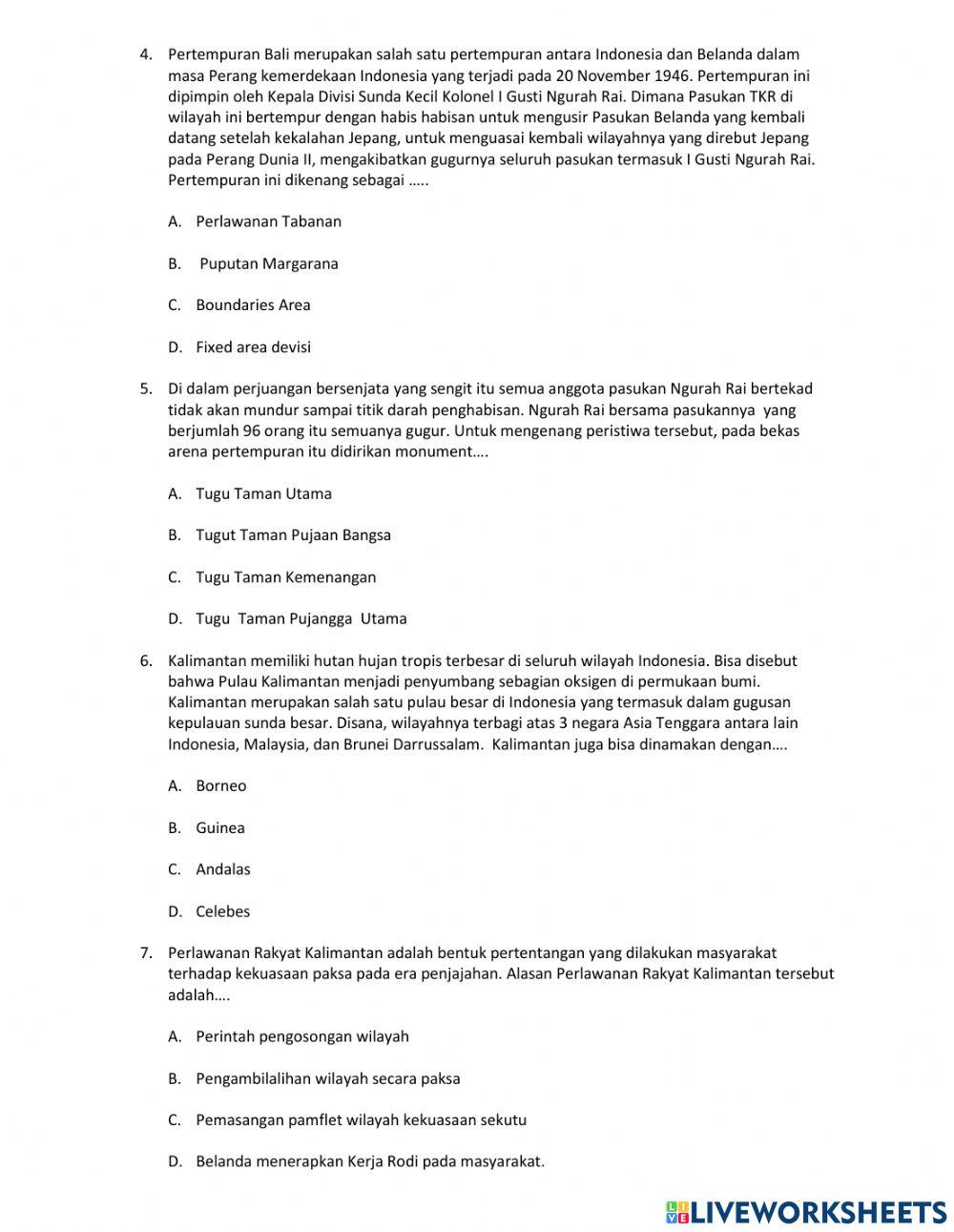 Perjuangan fisik di luar pulau Jawa