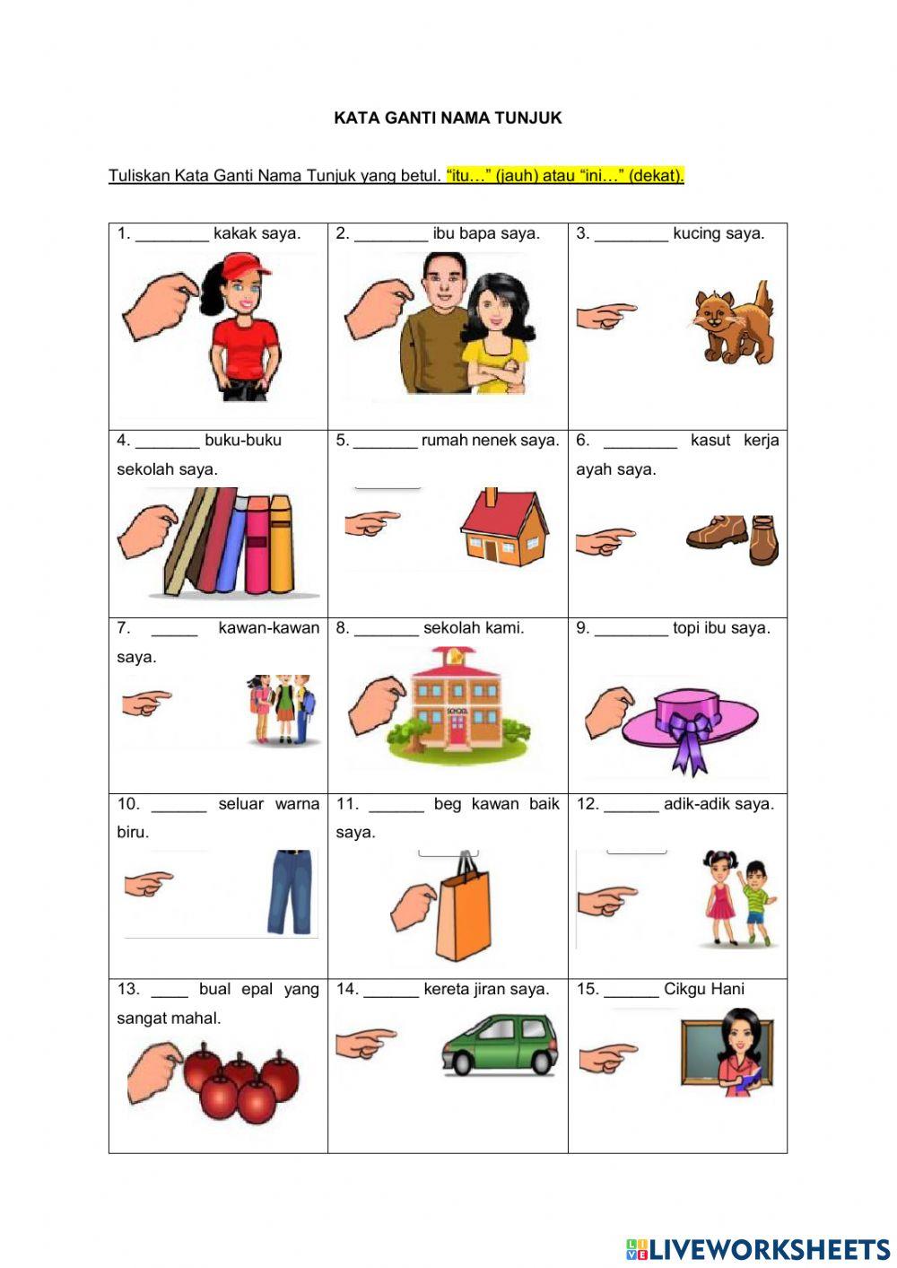 Kata Ganti Nama Diri, Tanya, Tunjuk