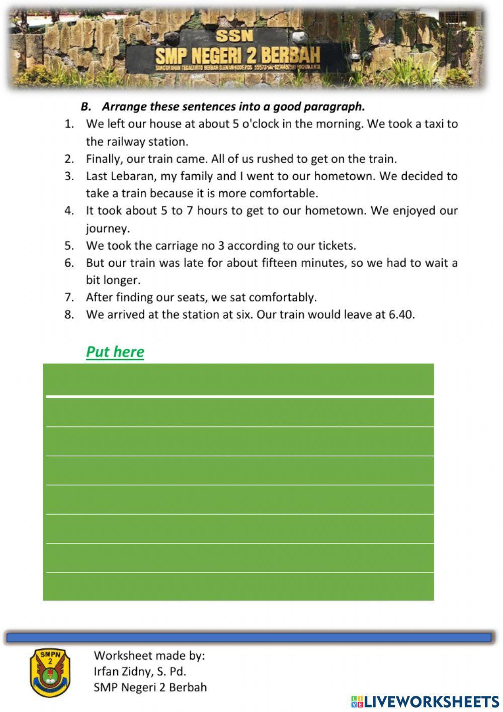 Recount Text Worksheet