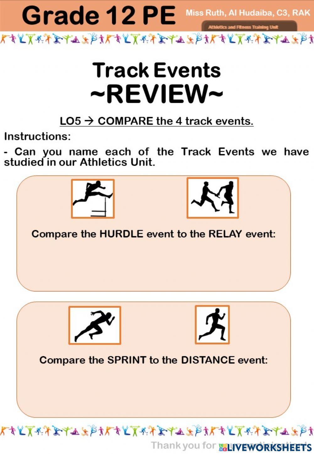Lesson 06 - LO5 - COMPARE the 4 Track Events