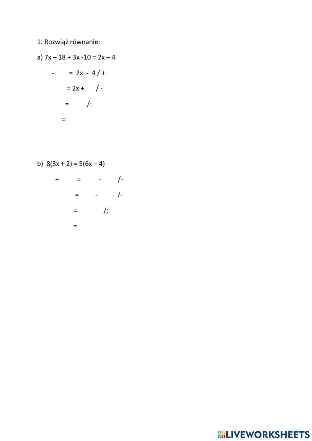 Równaniaz jedną niewiadomą