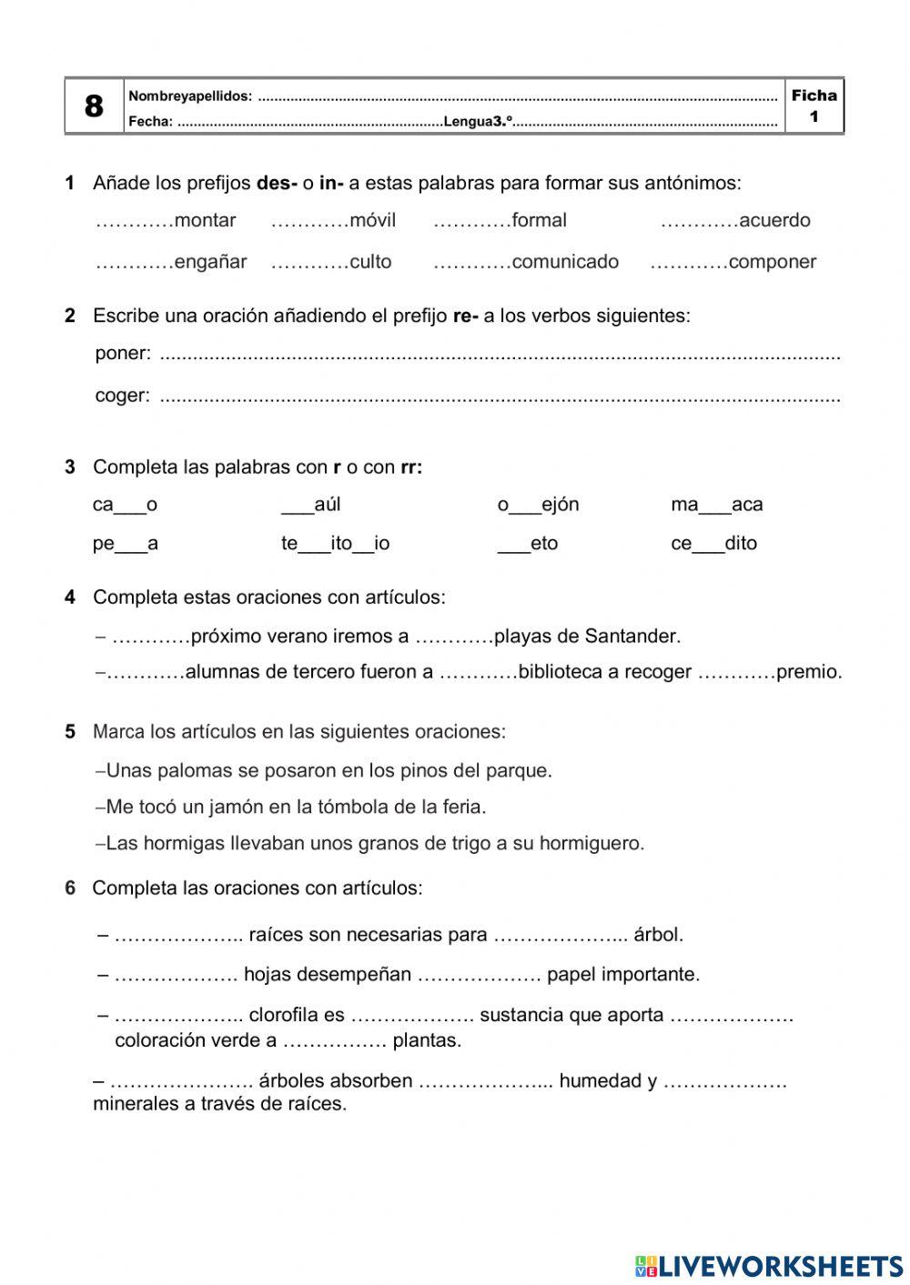 Repaso tema 8 Lengua