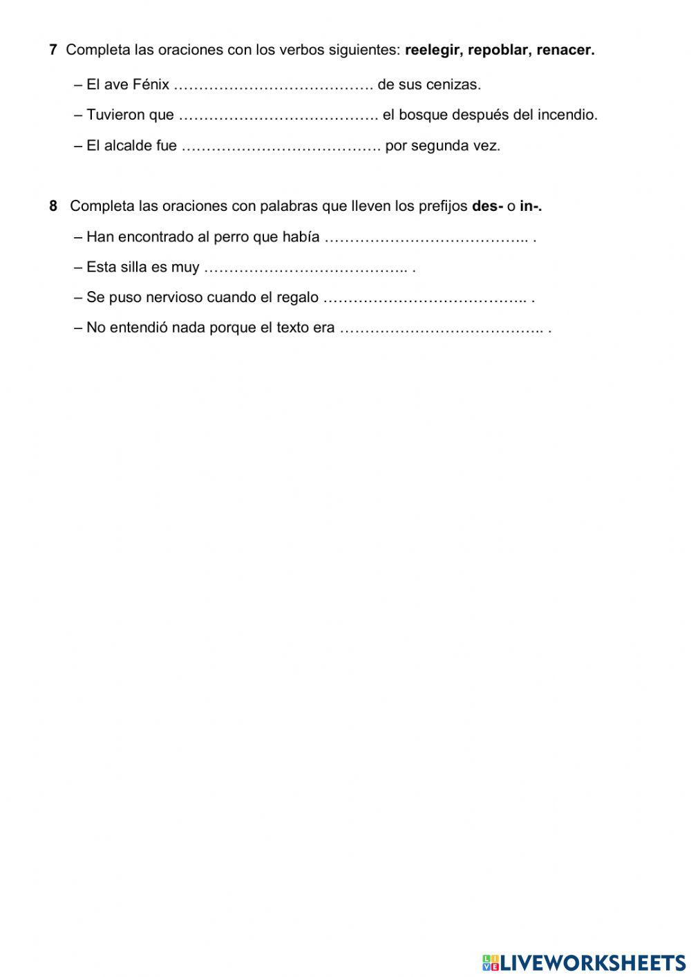 Repaso tema 8 Lengua