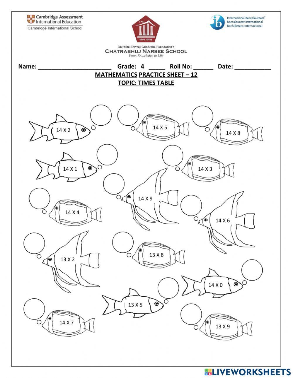 22nd February-Mathematics-Grade4-Practice sheet 12 and Practice sheet 13