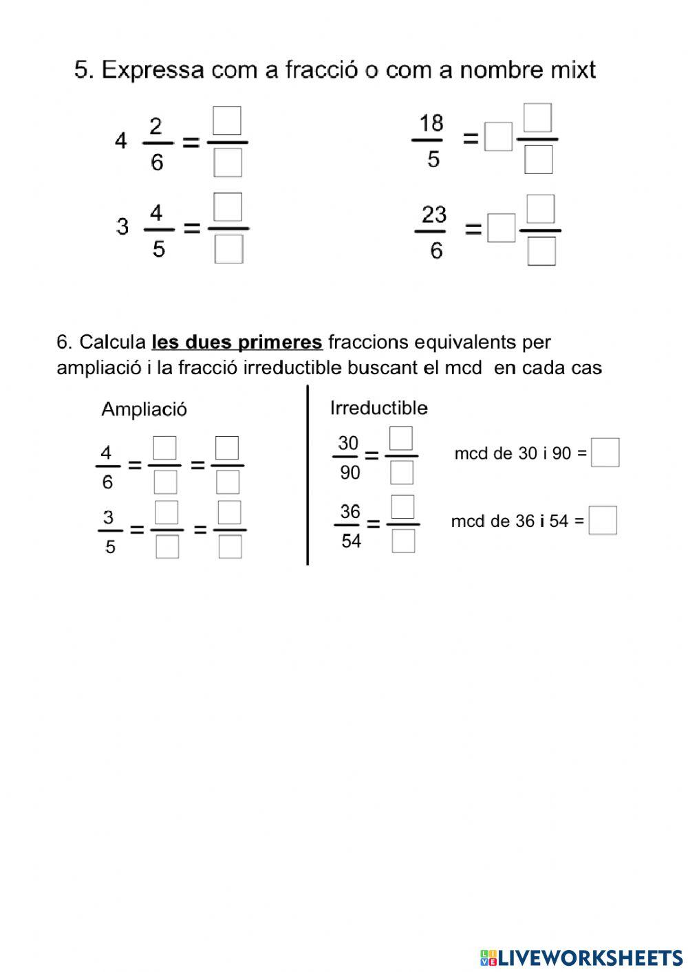 Activitats diverses amb fraccions