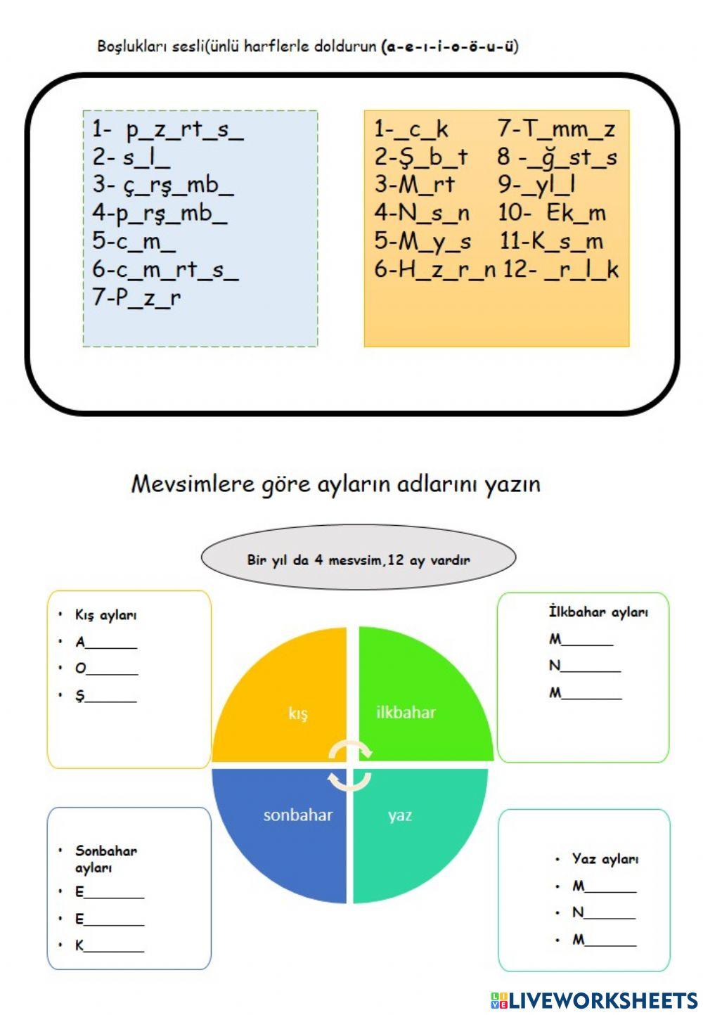 Mevsi̇mler -aylar