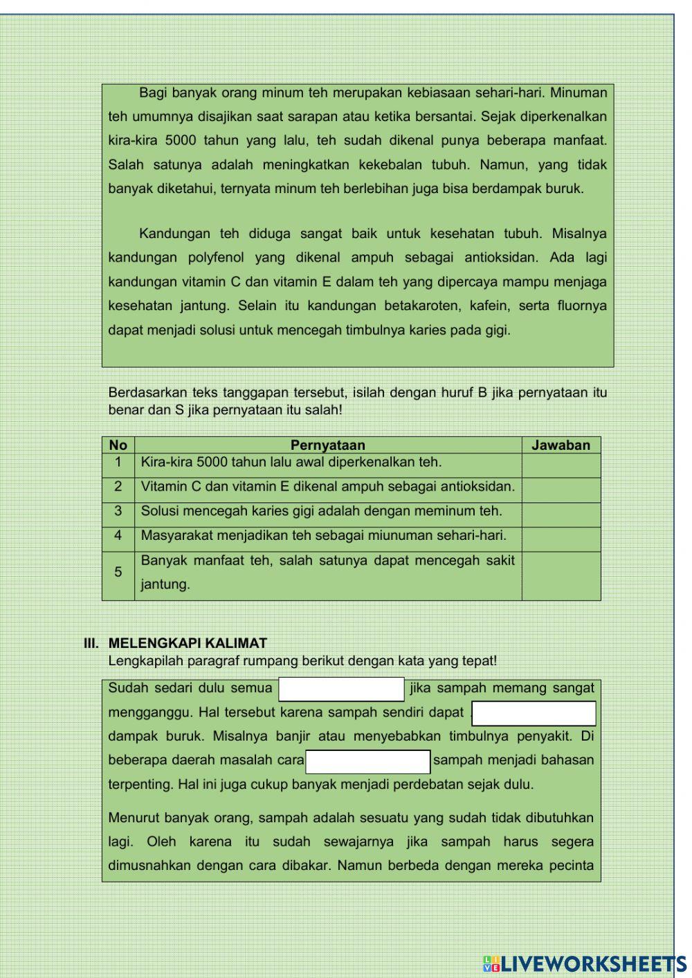 Latihan Kompetisi Bahasa Indonesia