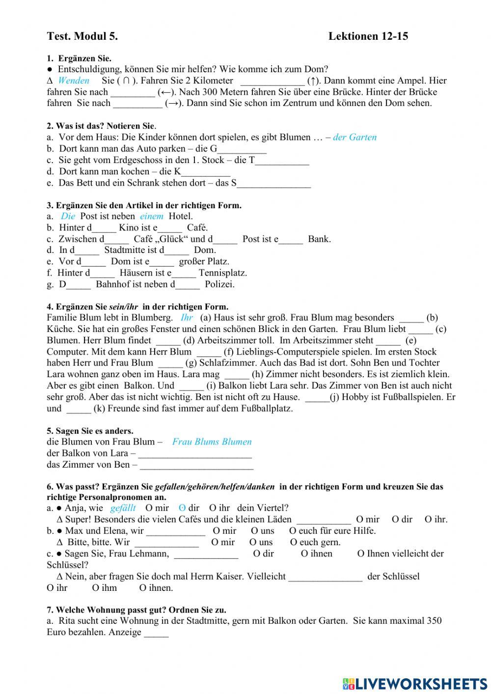 Menschen A1.2, Modul 5