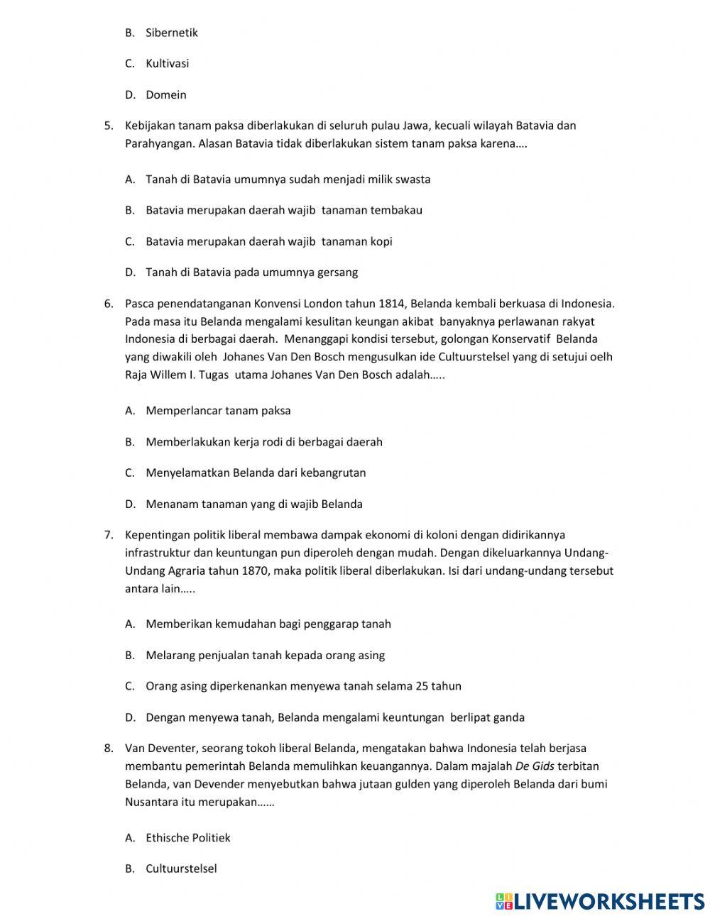 Kebijakan Pemerintah Kolonial Bidang Politik