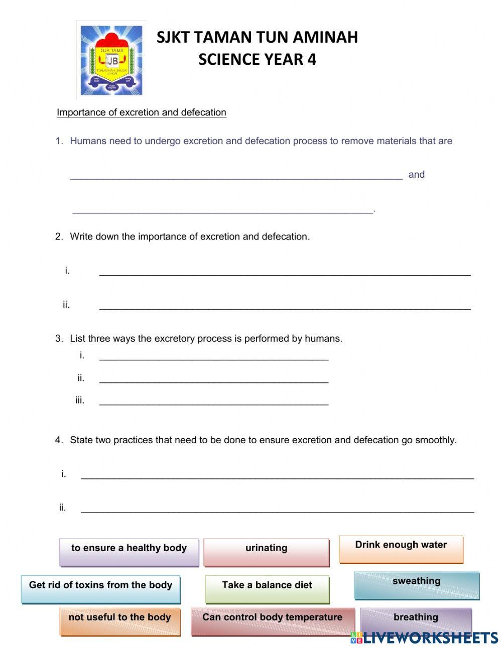 Importance of excretion and defecation