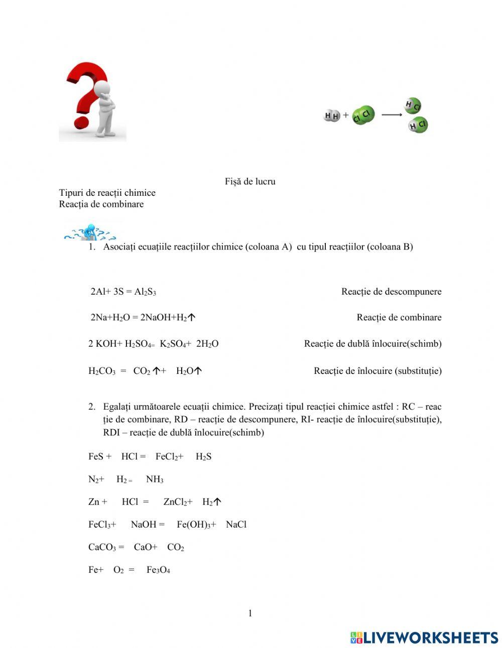 Tipuri de reacții chimice-reactia de combinare
