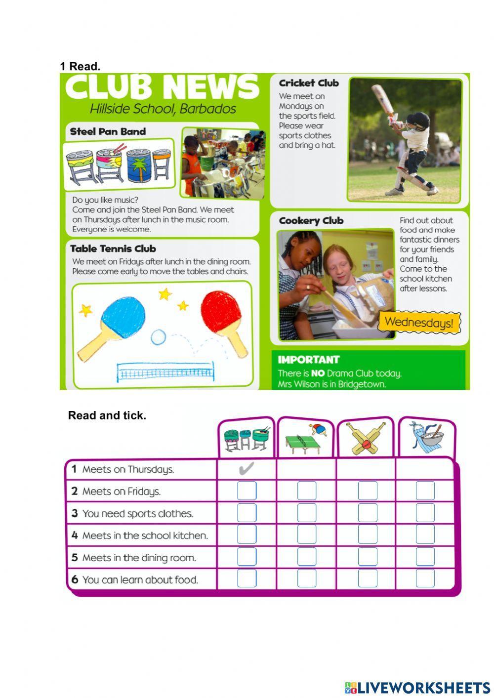 Extracurricular activities at school