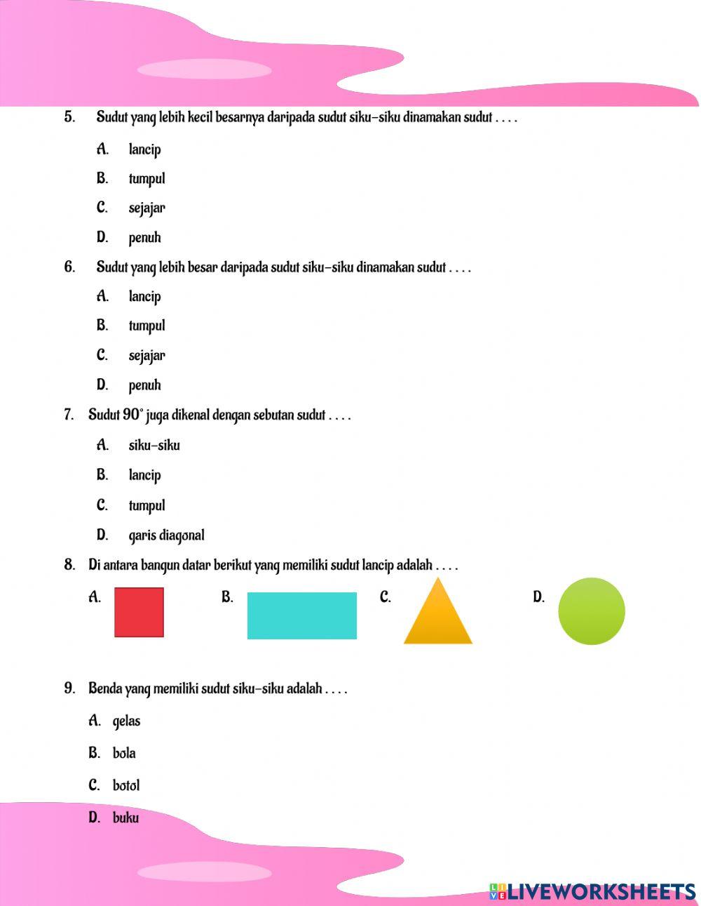 LKS Tematik Tema 7-Mengenal Jenis Sudut