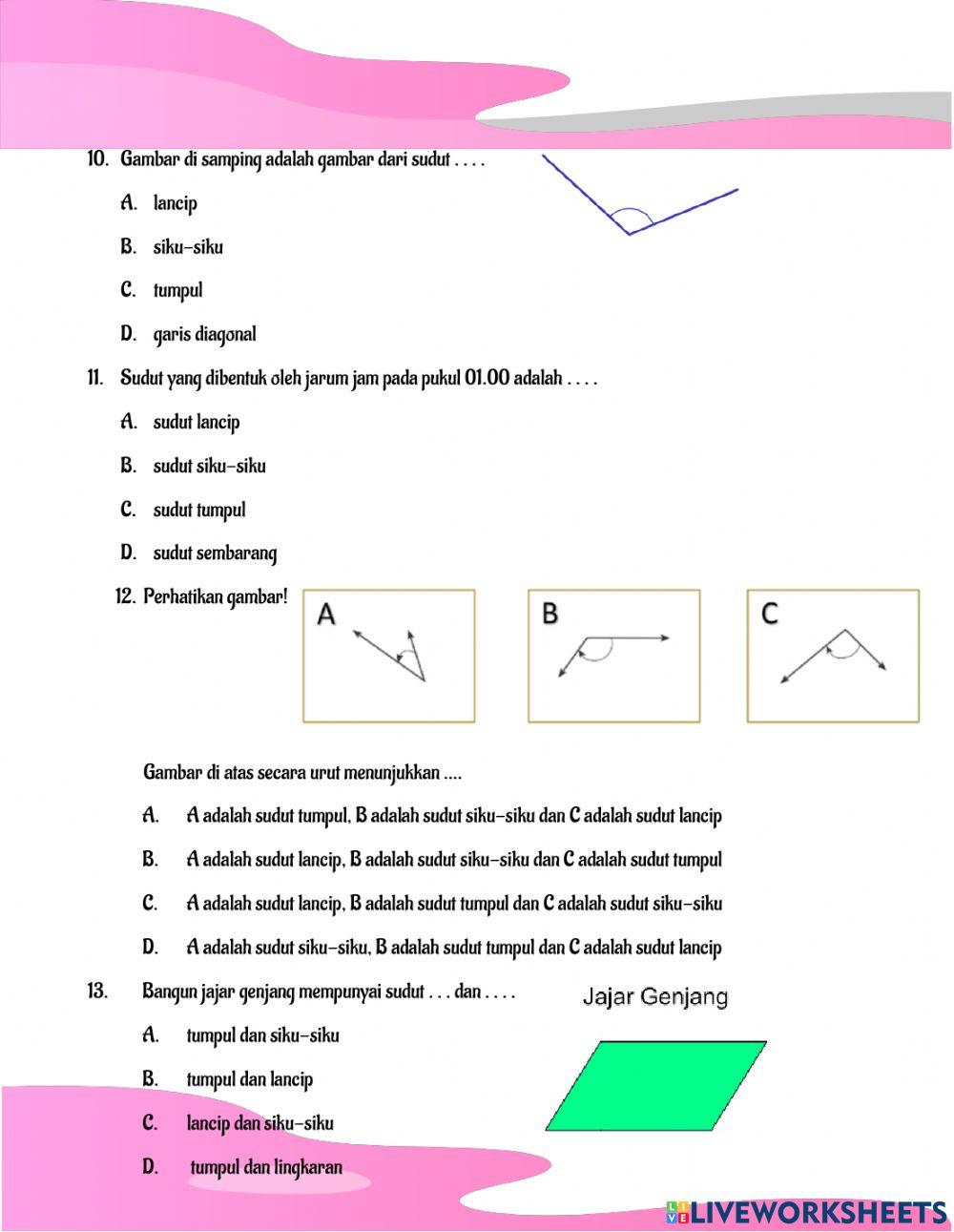 LKS Tematik Tema 7-Mengenal Jenis Sudut