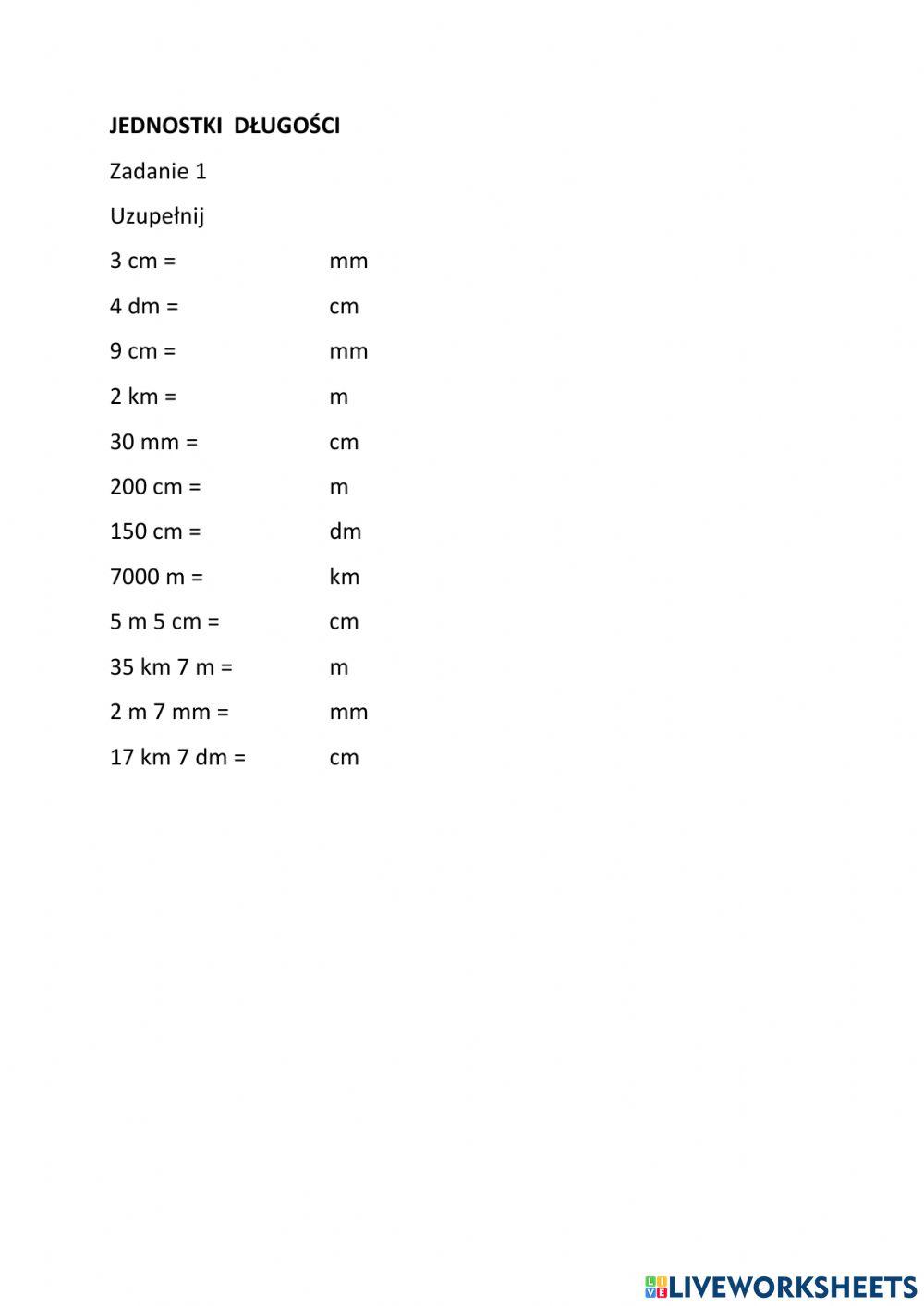 Jadnostki długości kl 4
