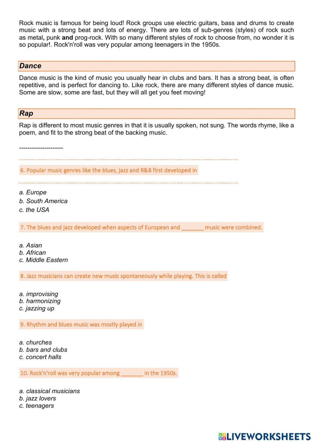 Genres and styles in music