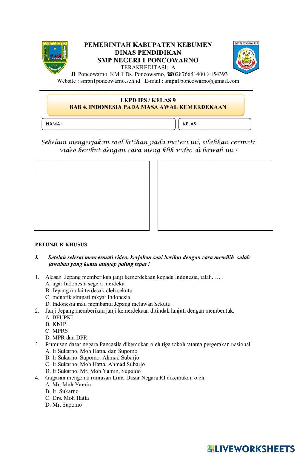 Lkpd masa awal kemerdekaan