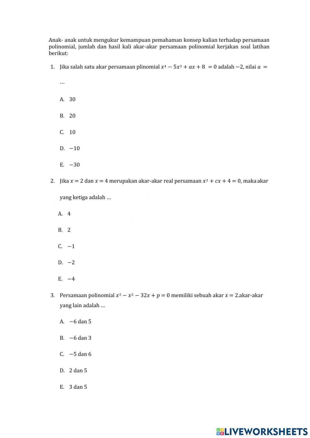 Latihan polinomial online
