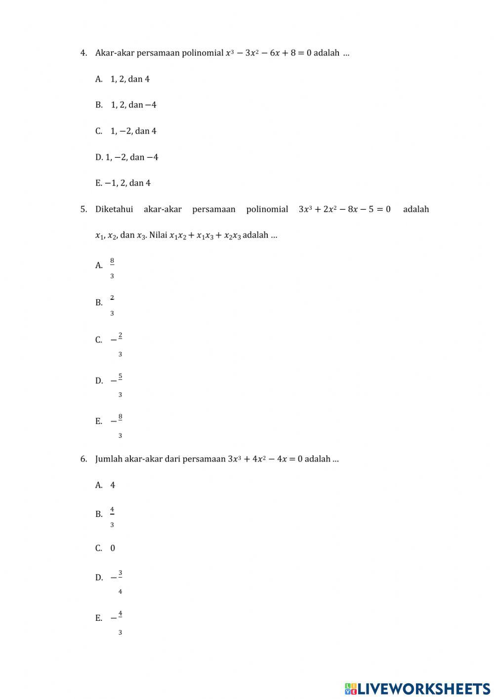 Latihan polinomial online
