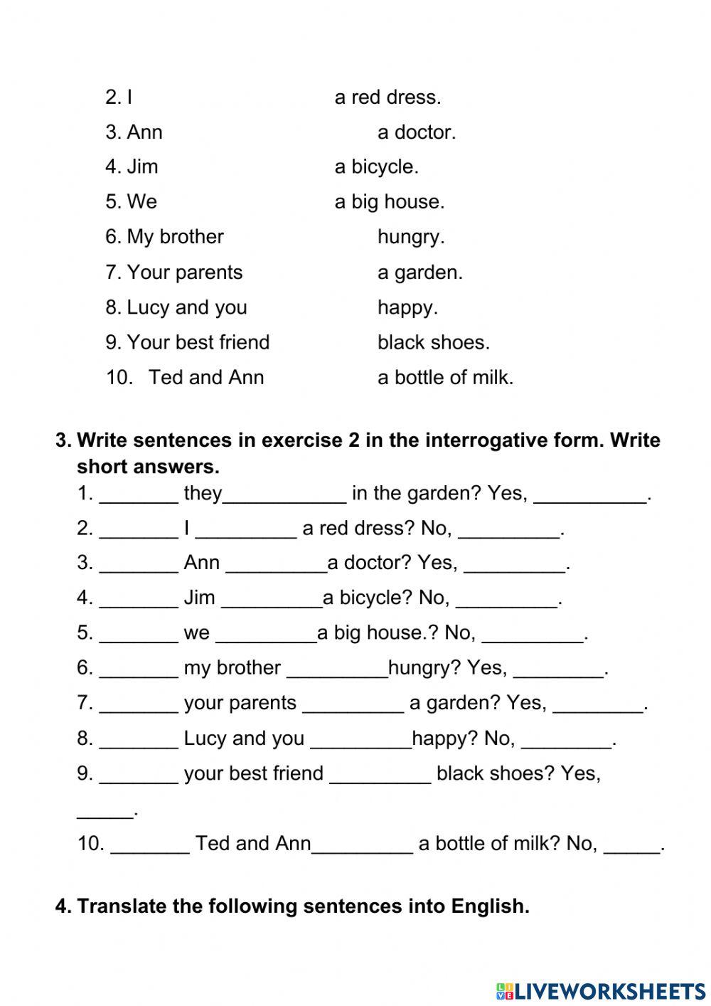 Personal pronouns - be - have got