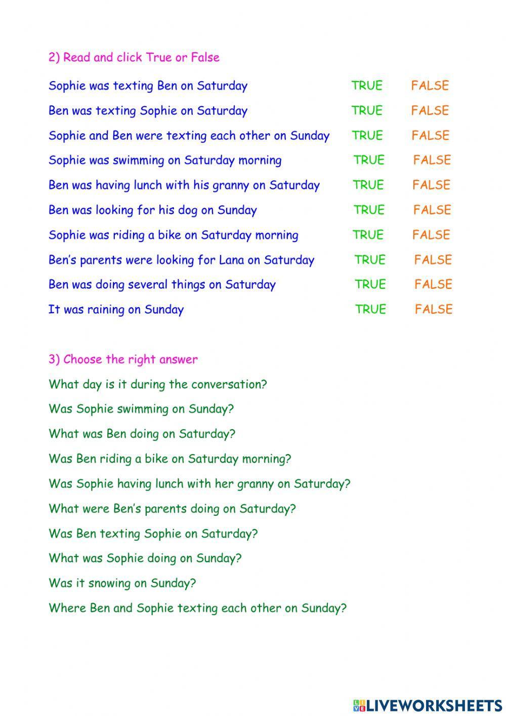 ROOFTOPS 6 UNIT 3 Past Continuous (friends texting)