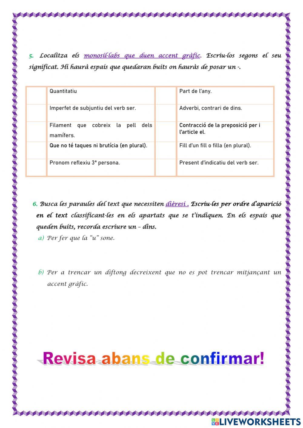 Accentuació i dièresi II