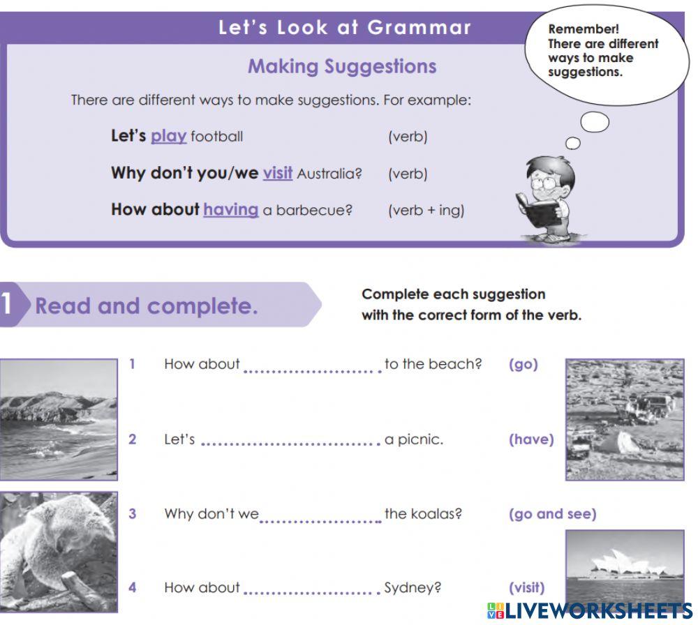 Verbs of making suggestions