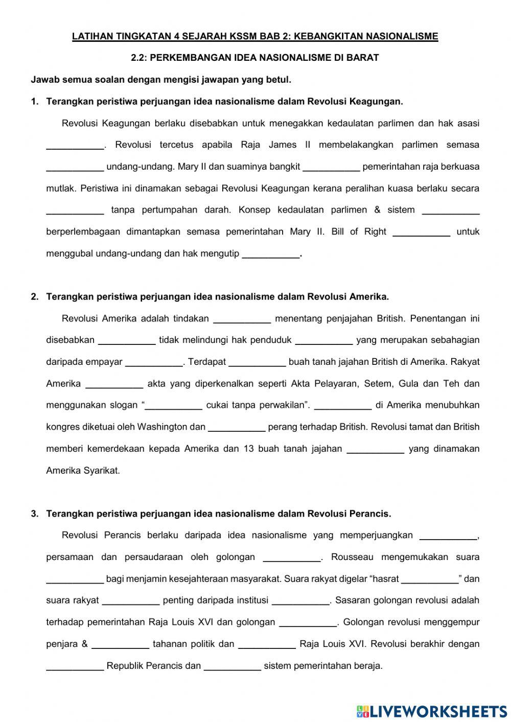 Sejarah Tingkatan 4: Bab 2 Kebangkitan Nasionalisme