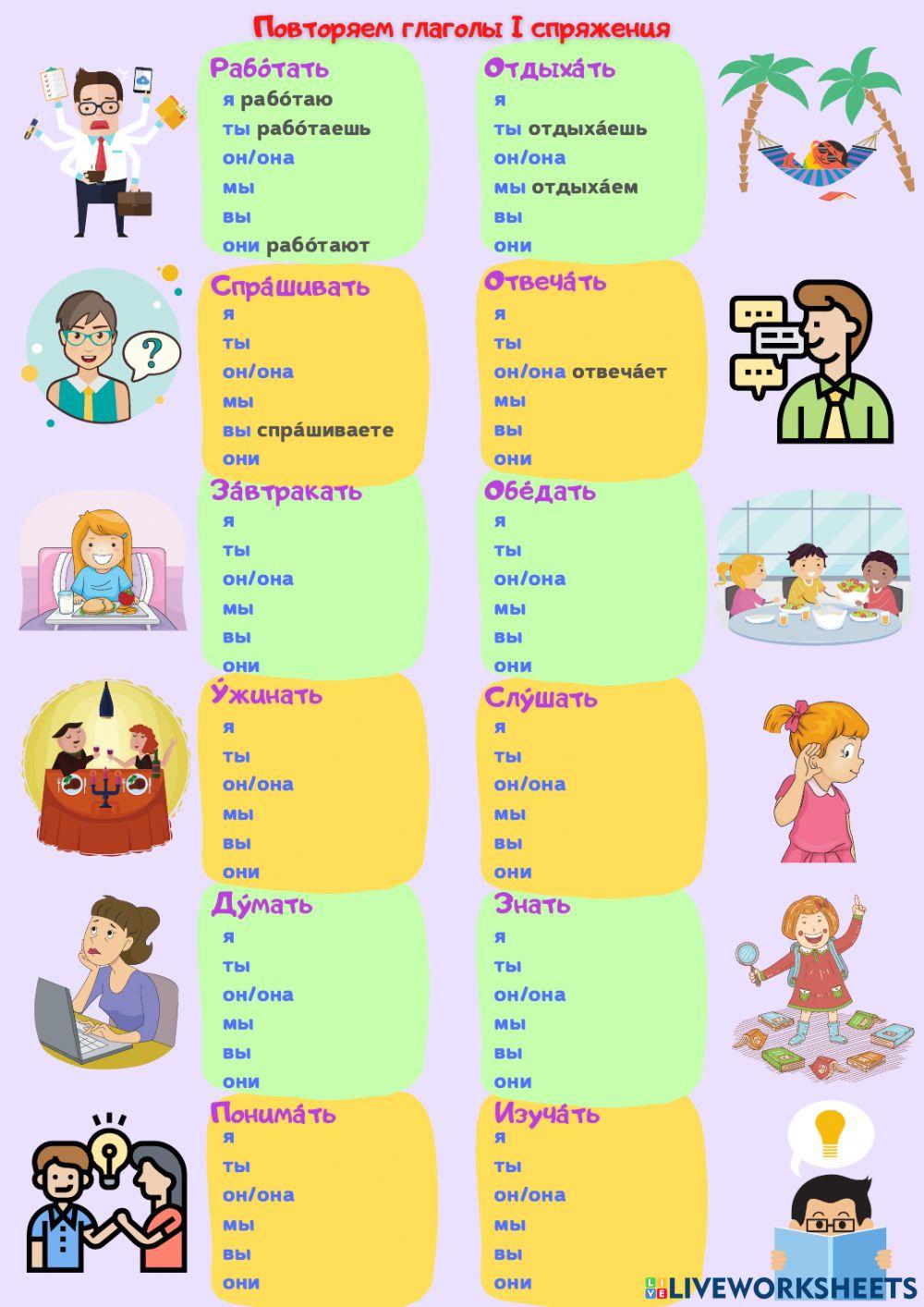 Повторяем глаголы