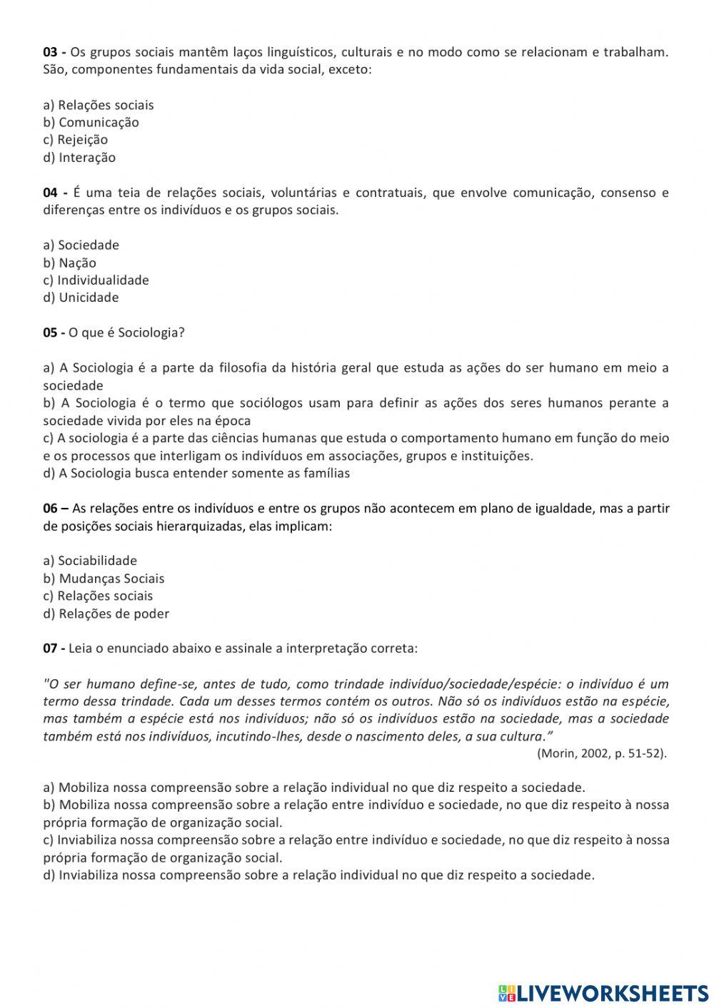 3ª Série Sociologia