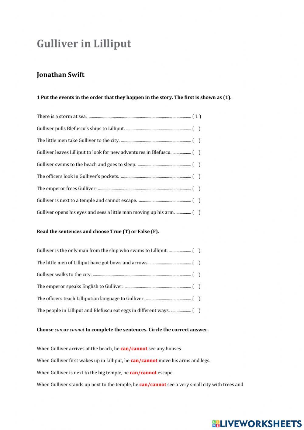 GULLIVER IN LILIPUT -  jonathan swift