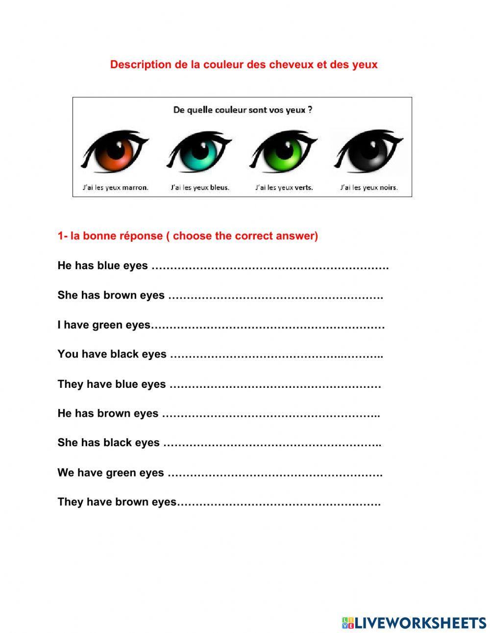 La couleur des yeux et des cheveux