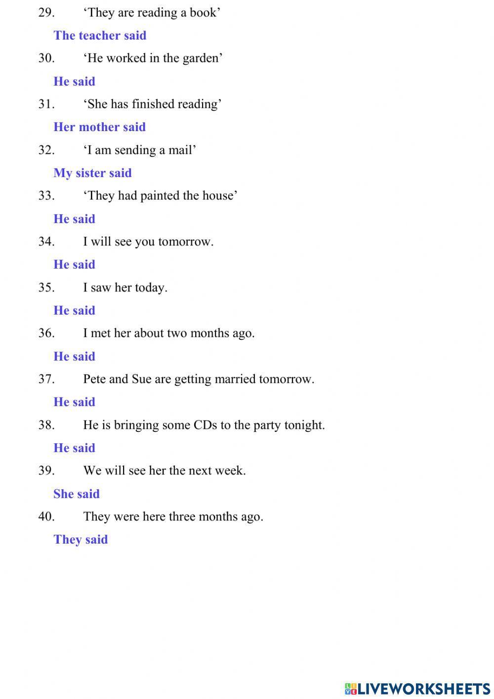 Indirect Speech - Reported Speech