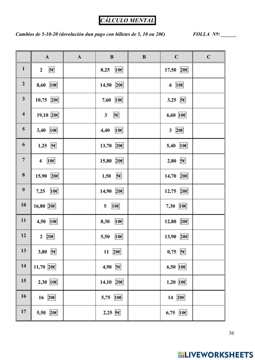 Decimais-Devolución de 5, 10 e 20€