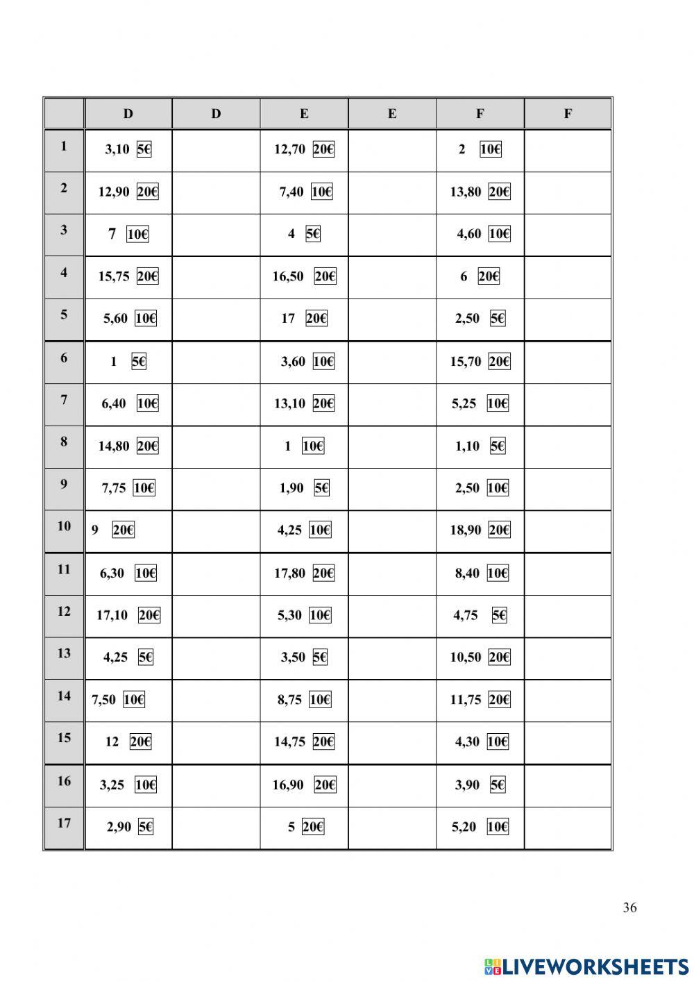 Decimais-Devolución de 5, 10 e 20€