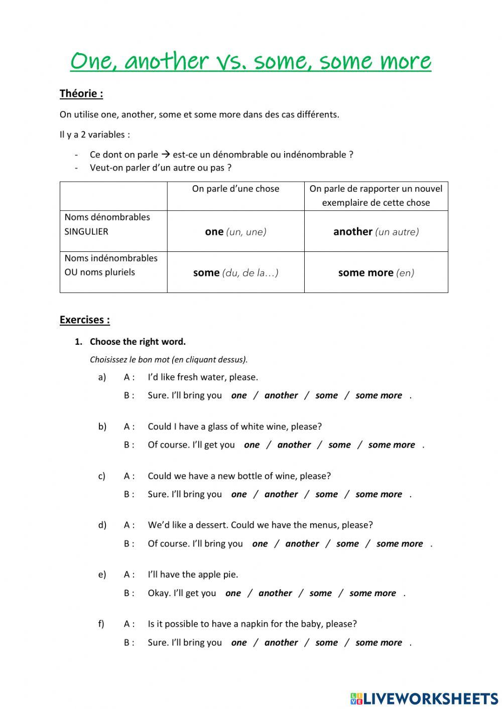 One, another, some, some more