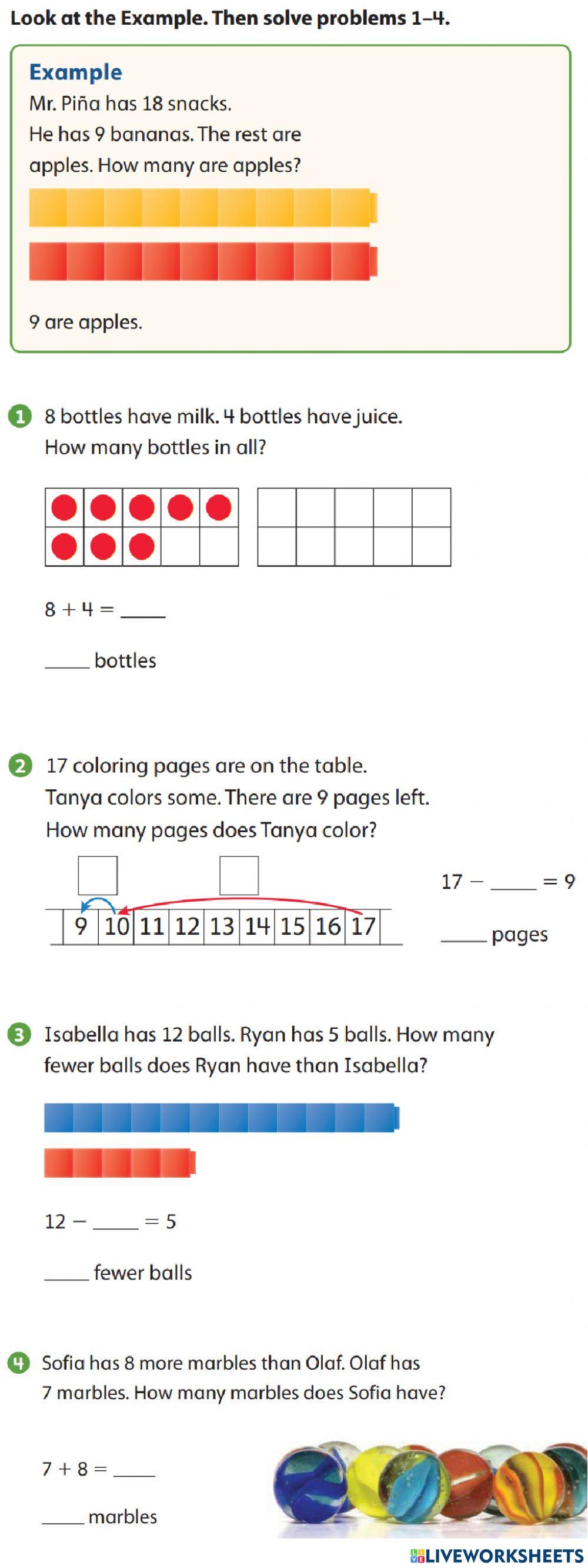 Word Problems within 20 Ready Math