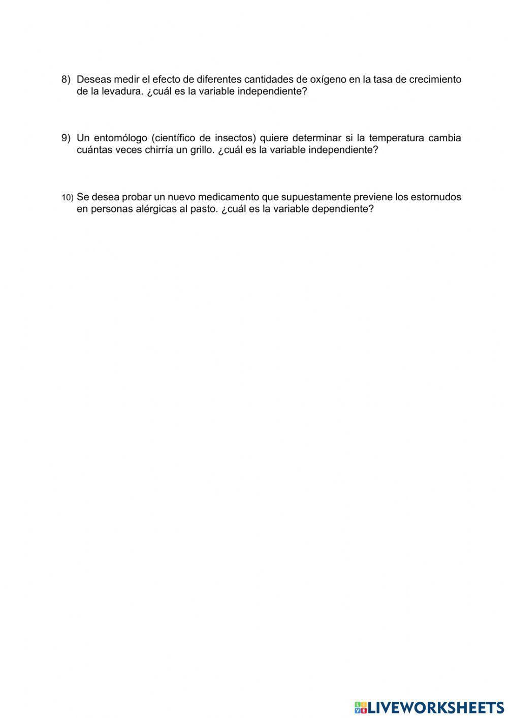 Variables dependiente e independiente