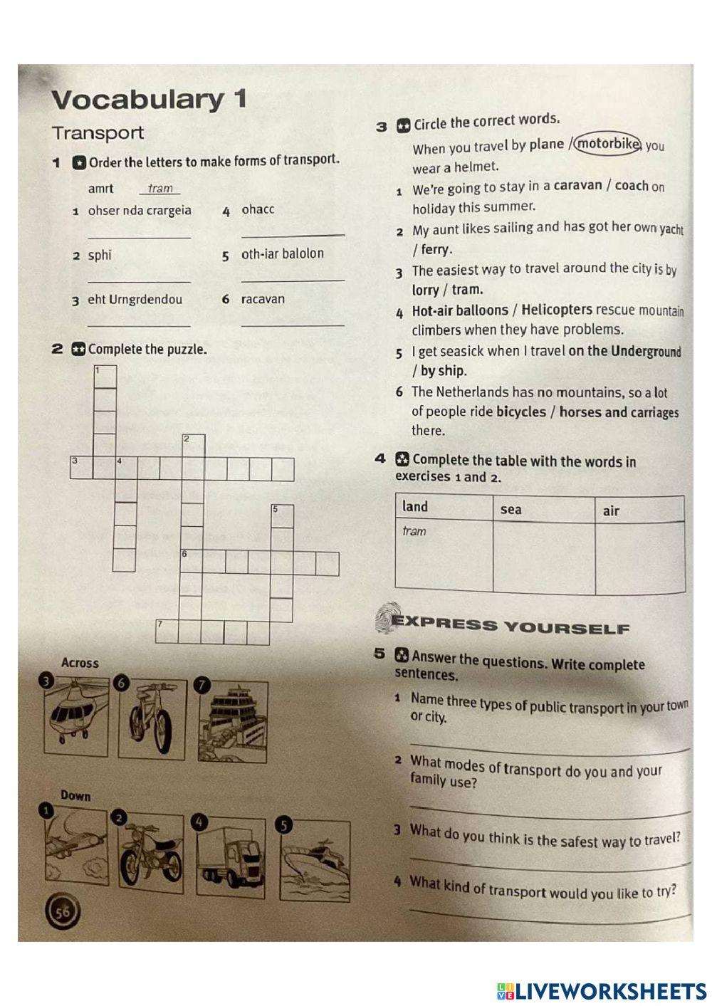 Transport online exercise for Form 2 | Live Worksheets