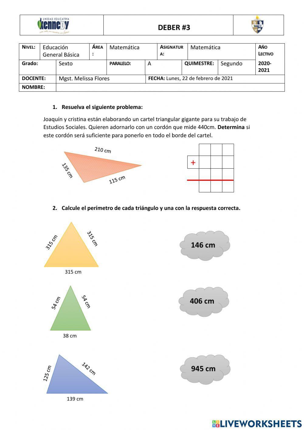 Perímetro de triángulos