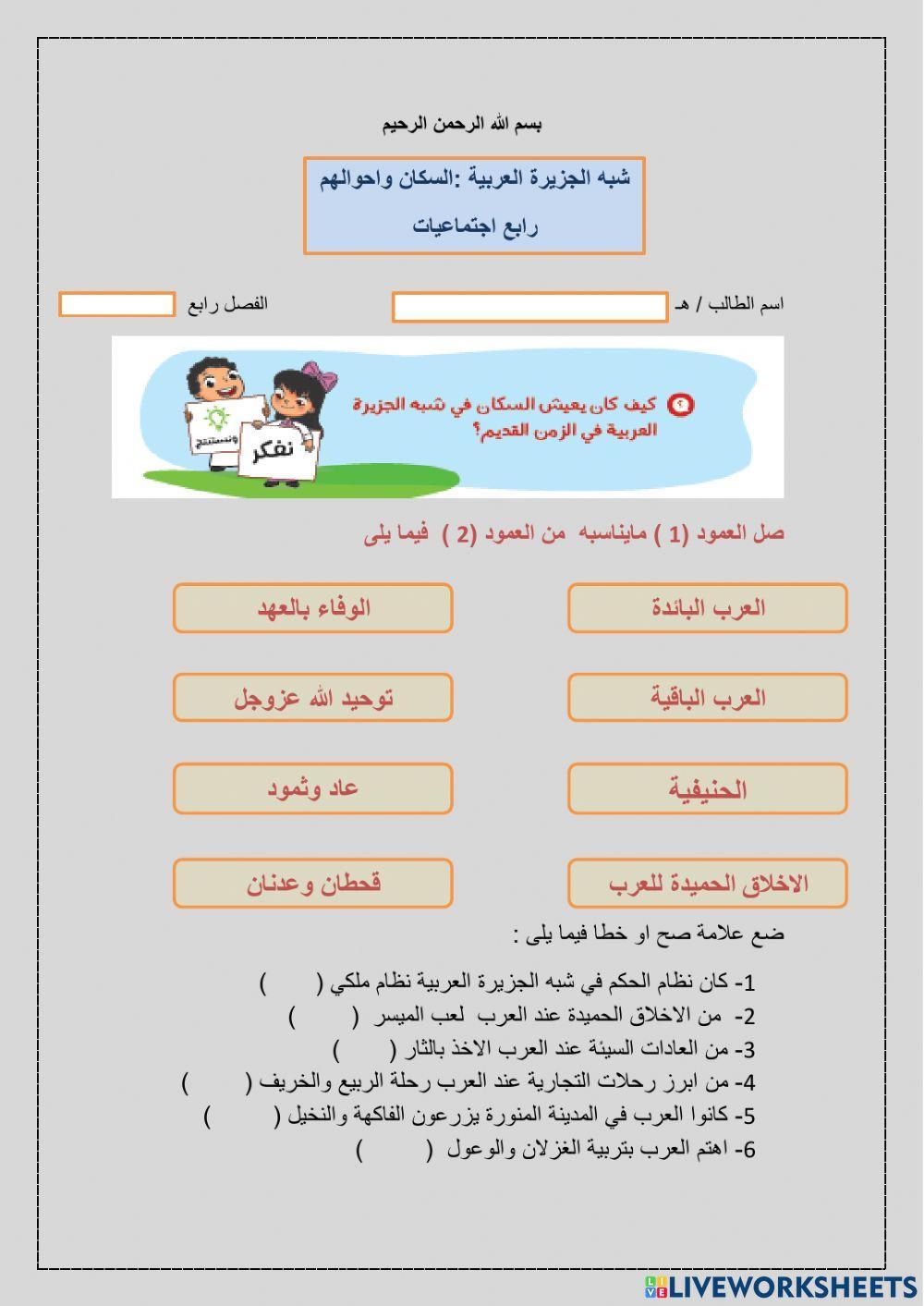 شبه الجزيرة العربية  السكان واحوالهم