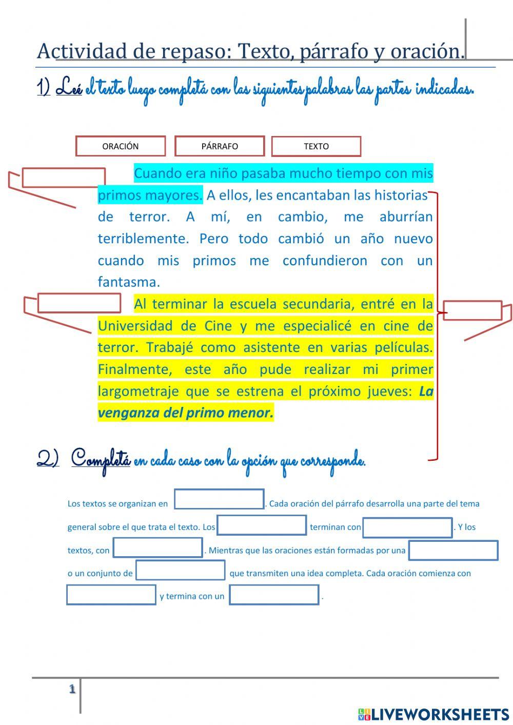 Texto, párrafo y oración