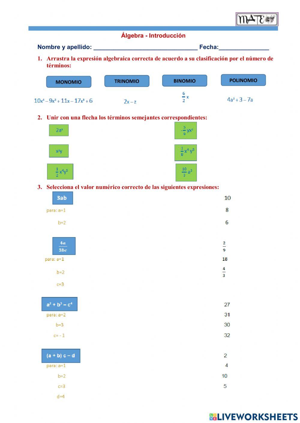 Introducción al álgebra